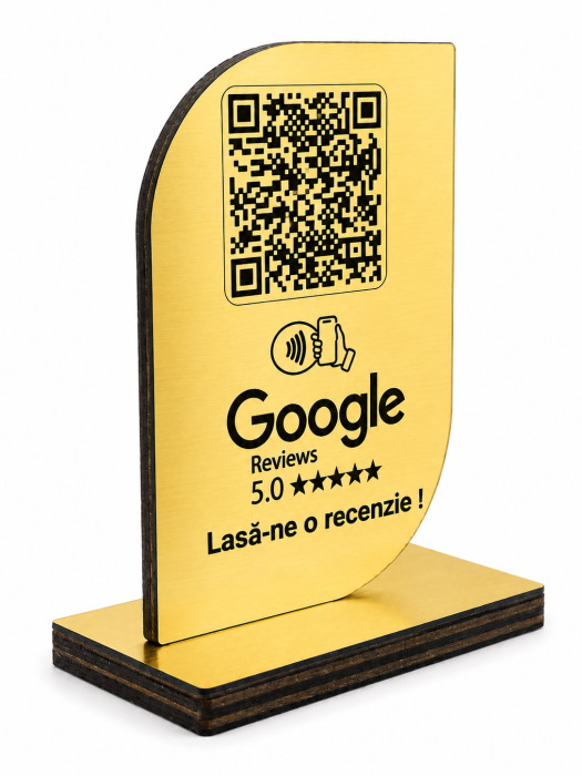Stand NFC Premium pentru Recenzii Google – QR Code Personalizat din Lemn [2]