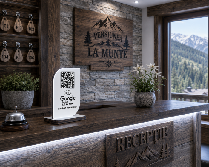 Stand NFC Premium pentru Recenzii Google – QR Code Personalizat din Lemn [3]