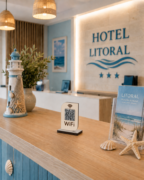 Stand WiFi din lemn personalizat cu QR Code [3]