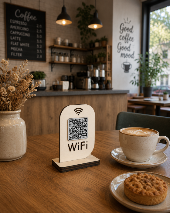 Stand WiFi din lemn personalizat cu QR Code [3]