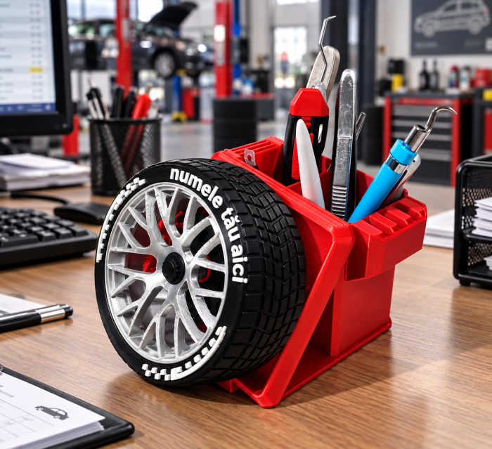 Suport Pixuri Personalizat Jantă Auto | Organizator Birou 3D [3]