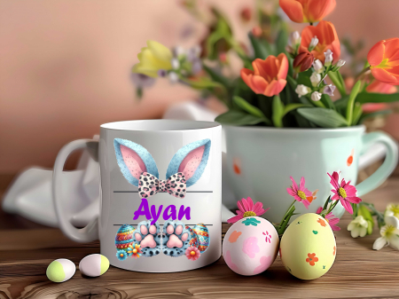 Cani albe personalizate - Cana de Paste personalizata cu numele si poza ta