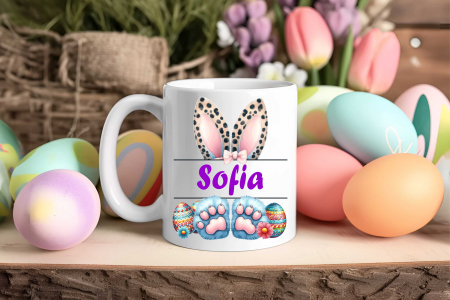 Cani albe personalizate - Cana de Paste personalizata cu numele si poza ta