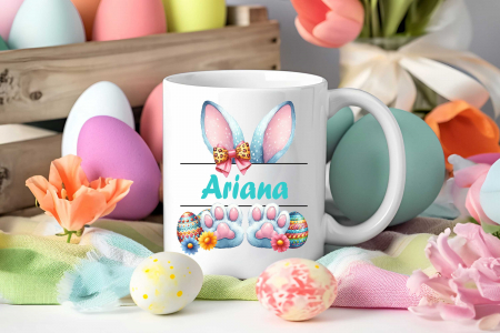 Cani albe personalizate - Cana de Paste personalizata cu numele si poza ta