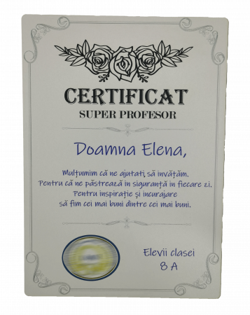 Cadouri personalizate pentru profesori - Certificat super profesor
