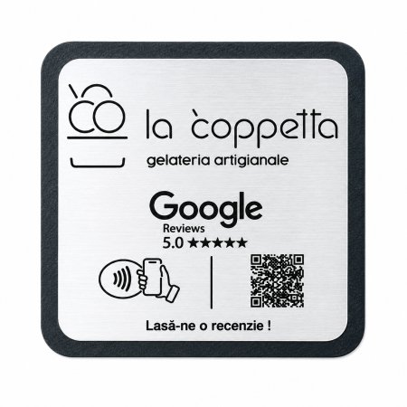 Stand Recenzii Google NFC / QR - Coaster NFC Premium pentru Recenzii Google – Suport din Lemn cu QR Code Personalizat