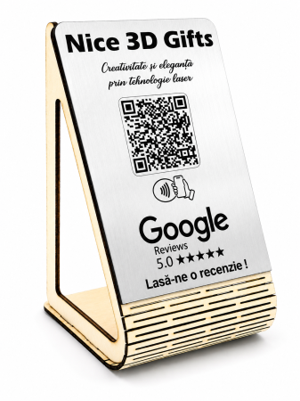 Stand Recenzii Google NFC / QR - Stand WiFi din lemn personalizat cu QR Code