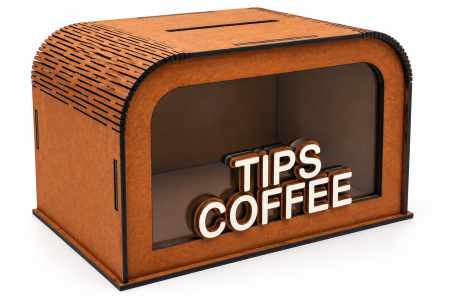 Cutie Bacșiș TIPS COFFEE din Lemn și Plexiglas | Nice 3D Gifts [2]