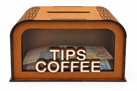 Cutie Bacșiș TIPS COFFEE din Lemn și Plexiglas | Nice 3D Gifts [1]