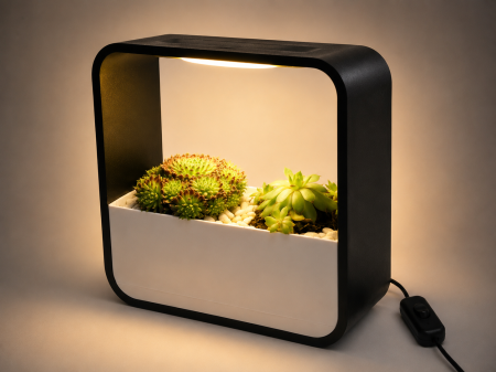 Green Living - Ghiveci premium imprimat 3D cu LED integrat și sistem superior de udare pentru plante de interior
