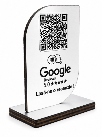 Stand Recenzii Google NFC / QR - Stand NFC Premium pentru Recenzii Google – QR Code Personalizat din Lemn