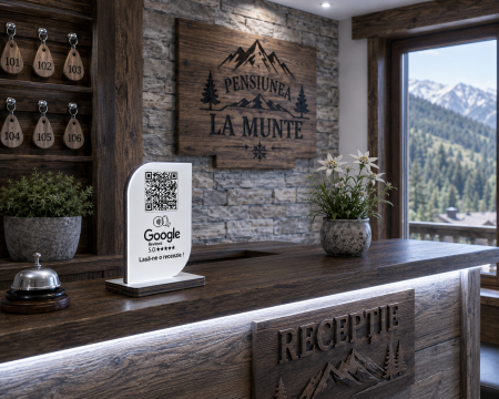 Stand NFC Premium pentru Recenzii Google – QR Code Personalizat din Lemn [2]