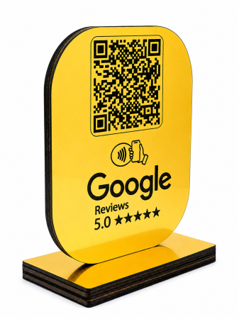 Stand Recenzii Google NFC / QR - Stand WiFi din lemn personalizat cu QR Code