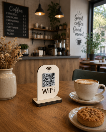 Stand WiFi din lemn personalizat cu QR Code [2]