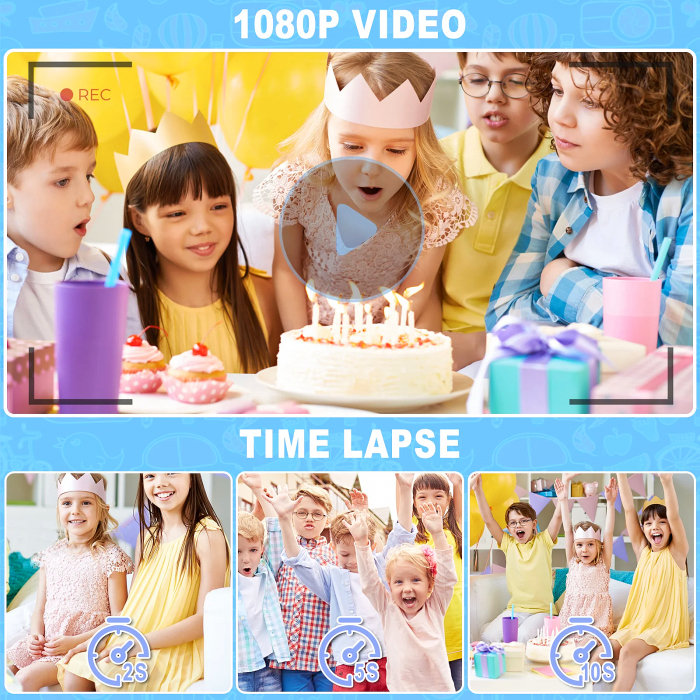 Camera Foto de Jucarie NIKI™ PhotoFUN 5, Card 32GB Inclus,1080p HD, Display 2.0 Inch, Baterie 1000 mAh, Carcasa Antisoc, Lentila Flip 180°, Mod Selfie, Filtre Foto, Jocuri, 3-8 ani, Model Dinozaur [7]