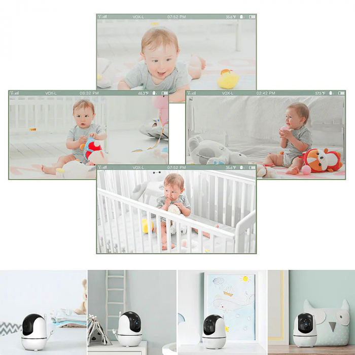Extra Camera Add-On Compatibila cu Baby Monitoarele NIKI™ Smart 50, 51, 70, 71, HD 720p, 355° Panoramic, Functie VOX, NightVision, Temperatura Ambientala [6]