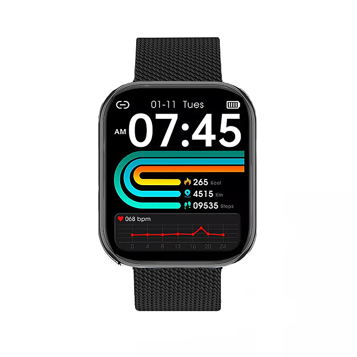 Smartwatch Niki Pro6, Display 1.85” HD Full Touch, Apelare Bluetooth, Oximetru SpO2, Ritm Cardiac, 24 Functii Sport, Notificari Retele Sociale, Monitorizare Somn, Extra Curea Silicon, Smoke Black [5]