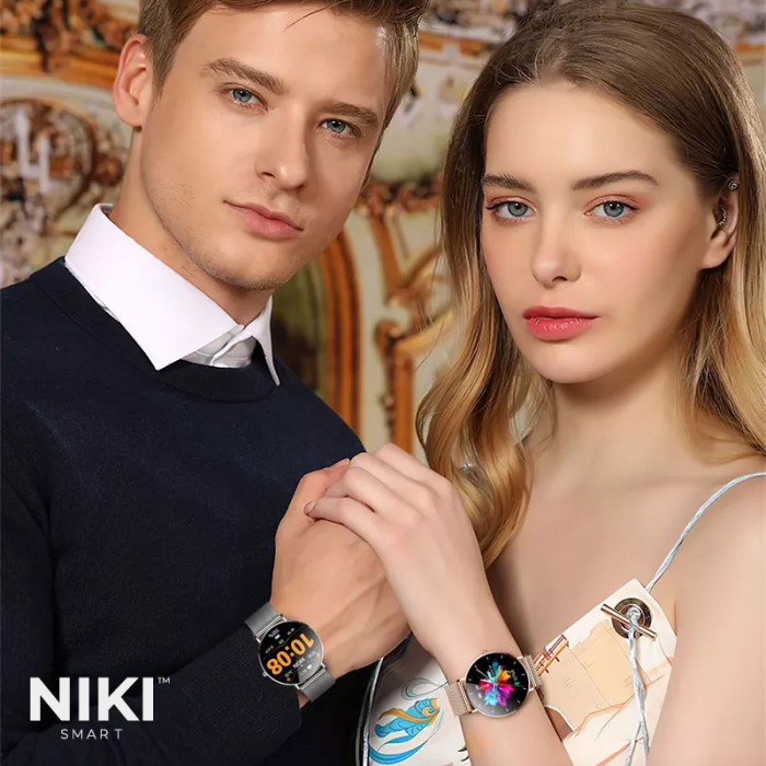 Smartwatch Niki Trend8, Display 1.3” Amoled HD Full Touch, Ultra Subtire 6.6 mm, Oximetru SpO2, Monitorizare Ritm Cardiac, Functii Sport, Monitorizare Somn, Extra Curea Silicon, Silver Gray [7]