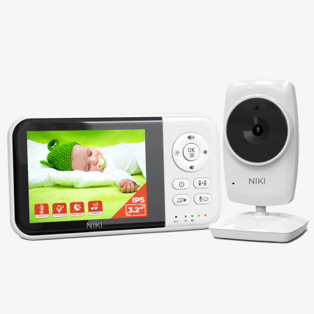 Monitoare video bebelusi - Baby Monitor Camera Bebelusi Wireless NIKI™ SMART32, Ecran LCD 3 "2" HD, Detectare inteligenta sunet (VOX), NightVision, Temperatura, Cantece de Leagan, Baterie 2100 mAH