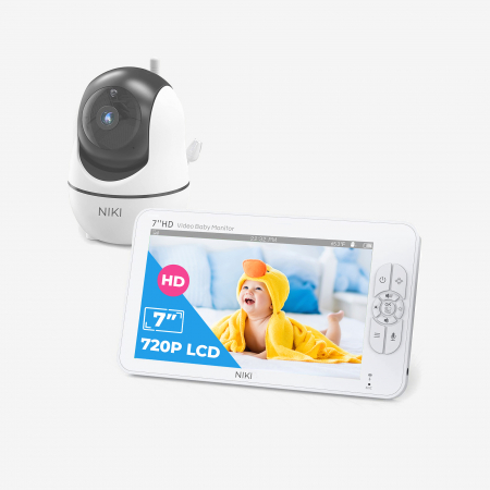 Monitoare video bebelusi - BabyMonitor Wireless Audio-Video Bebelusi NIKI™ Smart70, LCD 7" HD 720p, 355° Panoramic, Functie VOX, NightVision, Temperatura Ambientala, Baterie 4000 mAh