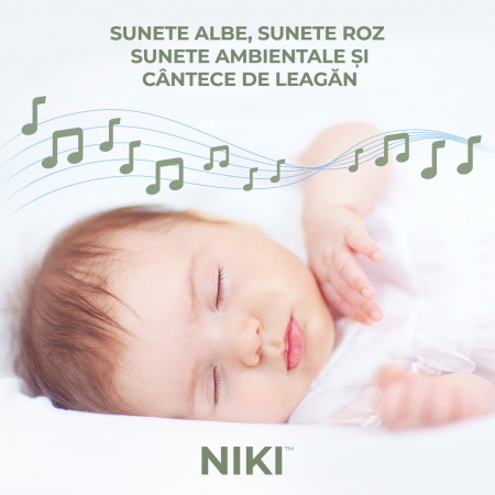 BabyMonitor Wireless Cu 2 Camere cu Sunete Albe si Roz Pentru Supraveghere Bebelusi NIKI™ Smart51, LCD XXL 5" HD 720p, 355° Panoramic, Functie VOX, NightVision, Temperatura Ambientala, Baterie 4000 mA [1]