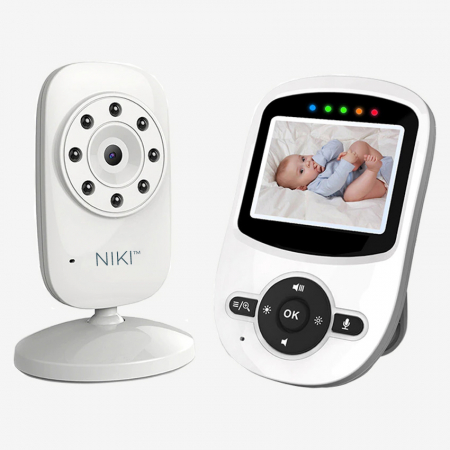Monitoare video bebelusi - BabyMonitor Wireless Pentru Supraveghere Audio-Video Bebe NIKI Smart24, Ecran LCD 2.4", Functie VOX, Mod Nocturn, Monitorizare Temperatura, 4 Cantece de Leagan, Baterie Puternica