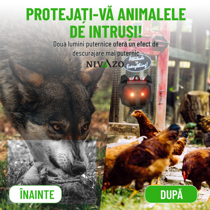 Aparat anti animale salbatice, Nivazo® AR17S-PRO, anti lupi, caprioare, cerbi, vulpi, raza actiune pana la 10㎡, baterie 600mAh, incarcare solara, impermeabil IP44 [6]