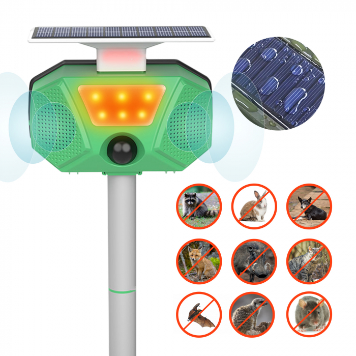 Aparat anti pisici, 4 moduri functionare, acoperire 110 grade, sunet alarma, incarcare solara [2]