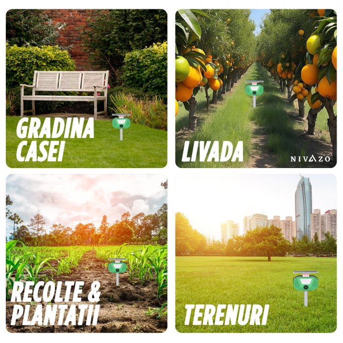 Aparat anti pisici, 4 moduri functionare, acoperire 110 grade, sunet alarma, incarcare solara [6]