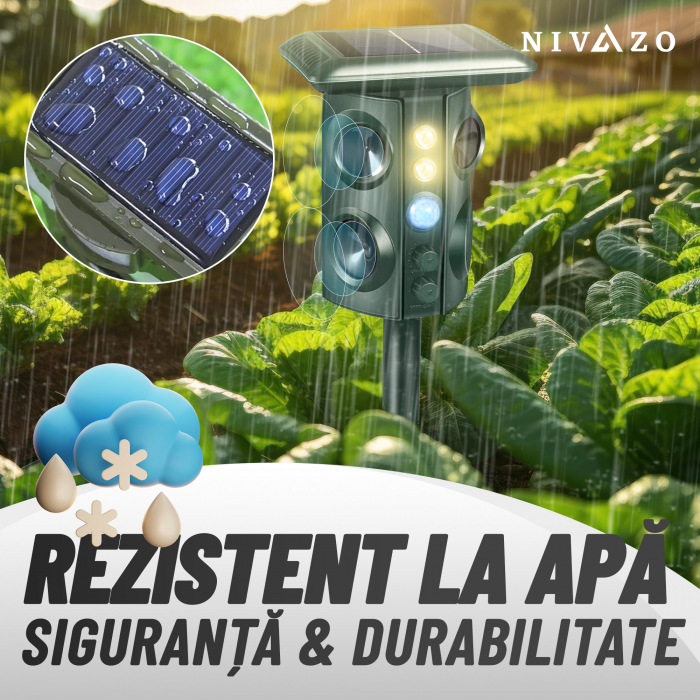 Aparat anti rozatoare, 5 moduri de functionare, acoperire 360 grade, lumina intermitenta noaptea/ziua, panou solar [9]