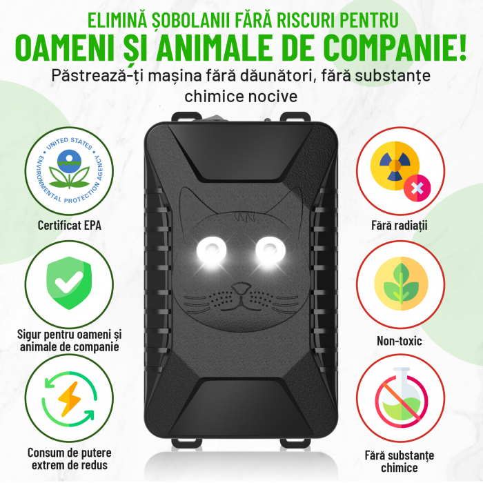 Aparat anti-rozatoare autovehicule, Nivazo® AR28, 3 modalitati alimentare, 2 LED-uri stroboscopice, mod auto, protejeaza vieti, camioane, rulote, motociclete [6]