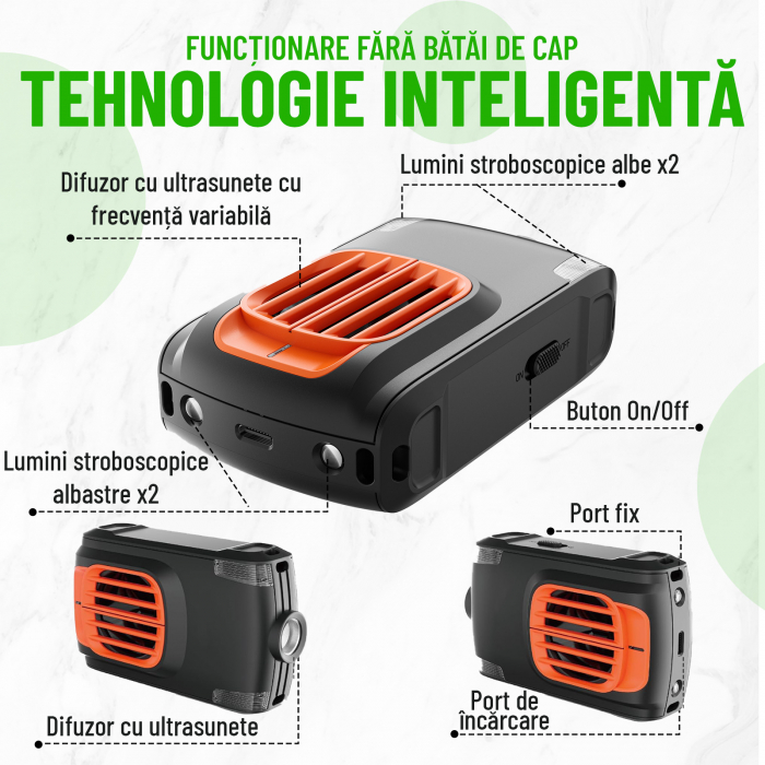 Aparat anti-rozatoare autovehicule, Nivazo® CR03, 2 modalitati alimentare, 4 LED-uri stroboscopice, mod auto, protejeaza vieti, camioane, rulote, motociclete [4]