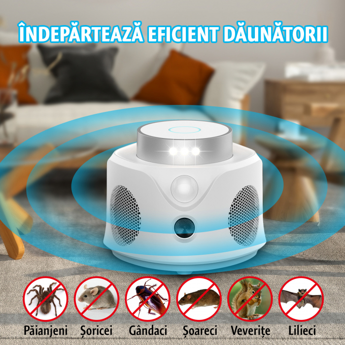 Aparat impotriva soarecilor UR02S, 3 moduri functionare, acoperire pana la 180㎡, 9 led-uri cu lumina stroboscopica [3]