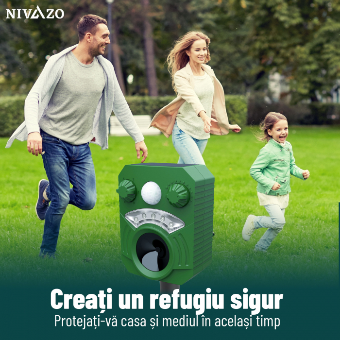 Aparat ultrasunete anti-daunatori, Nivazo AR33, acumulator 600mAh, incarcare solara/USB, 5 moduri lucru [7]