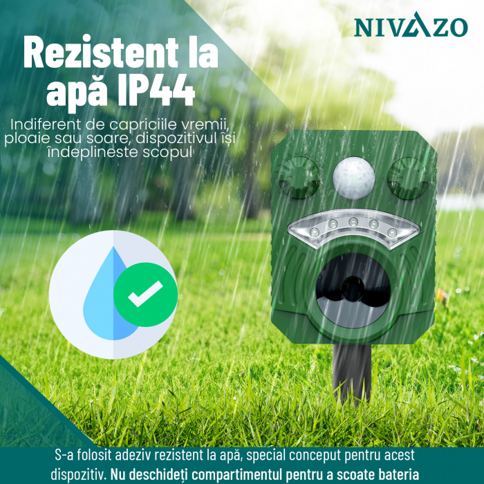 Aparat ultrasunete anti-daunatori, Nivazo AR33, acumulator 600mAh, incarcare solara/USB, 5 moduri lucru [3]