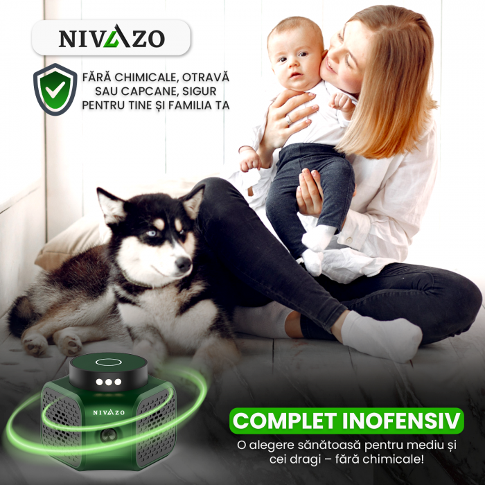 Aparat ultrasunete anti-soareci Nivazo UR02, 4 moduri functionare, acoperire 360 grade, lumina stroboscopica, verde [4]