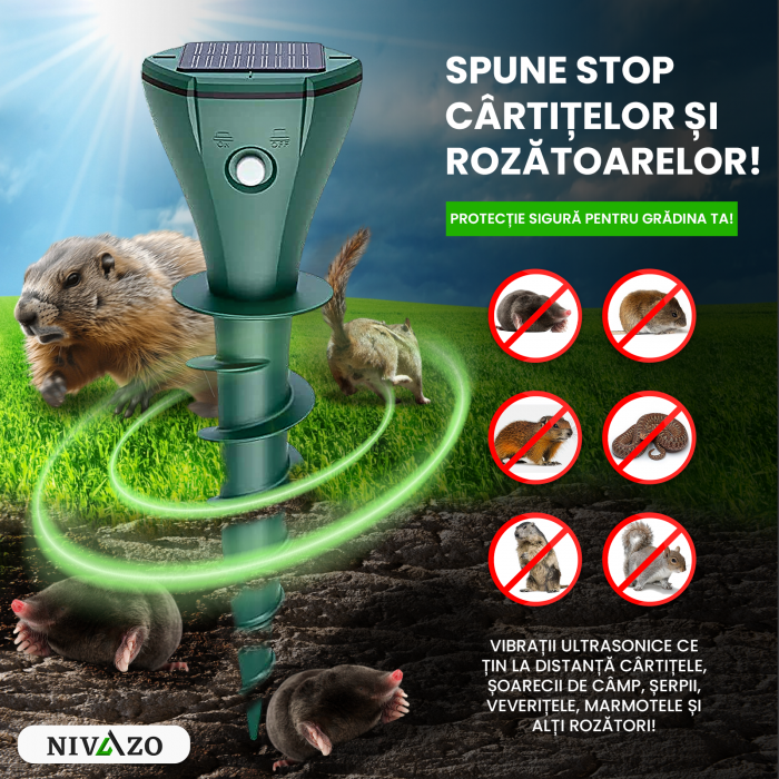 Aparate anti cartite Nivazo® AR08M, 3 moduri, acoperire 360°, raza actiune pana la 1400㎡, baterie 200mAh, incarcare solara, vibratii, impermeabil IP65 [4]
