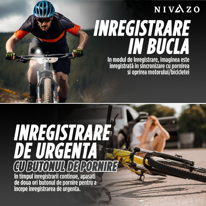 Camera video bicicleta 3 in 1 Nivazo Vision, ecran 2.0 inch IPS, acumulator 2500mAh [7]