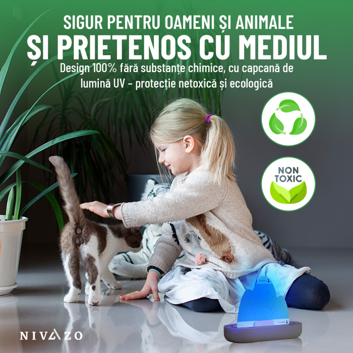 Capcana cu lipici anti insecte/muste, Nivazo® MK12, acoperire pana la 50m2, lumina atractie UV, usor de folsit, pentru interior [5]