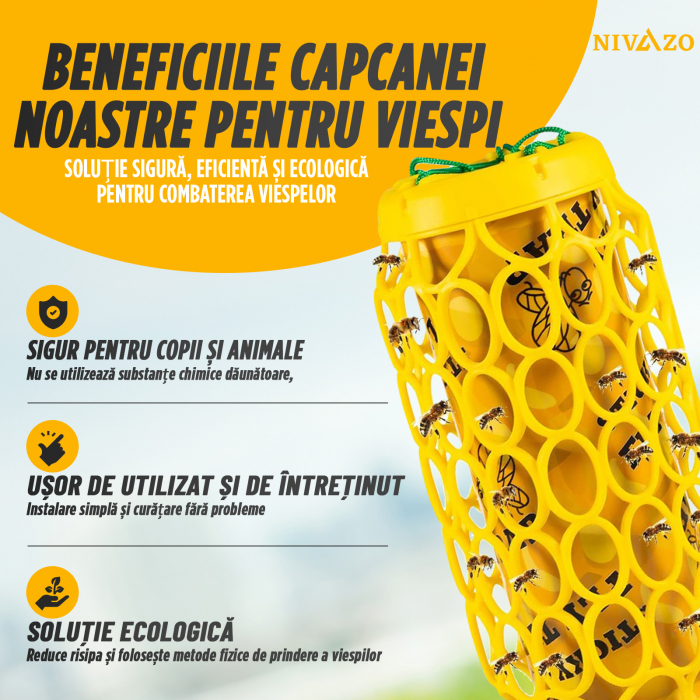 Capcana cu lipici anti insecte/viespi, format din set 2 bucati cu 2 foite cu lipici, pentru exterior [2]