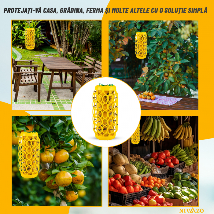 Capcana cu lipici anti insecte/viespi, format din set 2 bucati cu 2 foite cu lipici, pentru exterior [5]