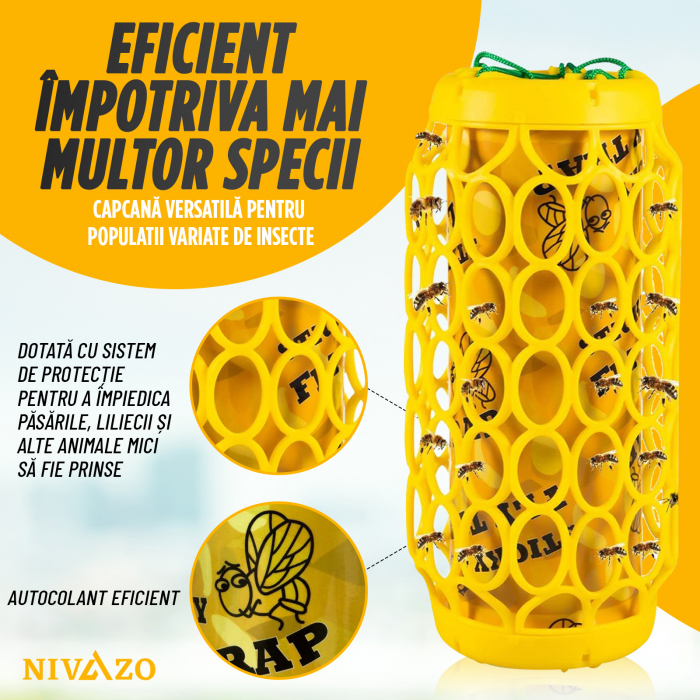 Capcana cu lipici anti insecte/viespi, format din set 2 bucati cu 2 foite cu lipici, pentru exterior [7]