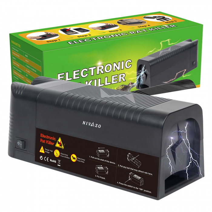 Capcana electrica soareci, Nivazo® MK08, tip cusca, 30 socuri electrice, 4 moduri semnalizare, ecologica, negru [8]