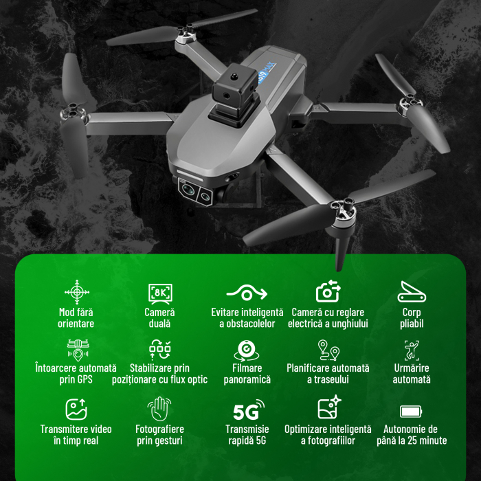 Dronă Nivazo K619 MAX acumulator 3000mAh, autonomie până la 25 minute [2]