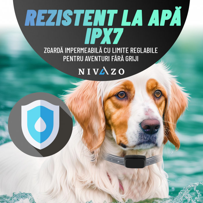 Gard invizibil câini Nivazo SafeZone, 2 zgărzi, transmitator, rezistent la apă, 5000 mp, cablu 200m [3]