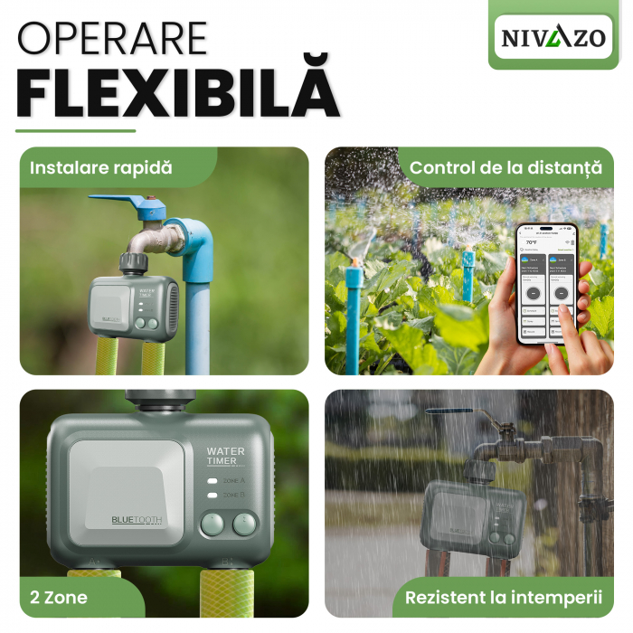 Programator irigat Nivazo® WaterMaster HCT-626, 2 zone, adaptor Wifi, control de la distanta, compatibil aplicatie Tuya [7]
