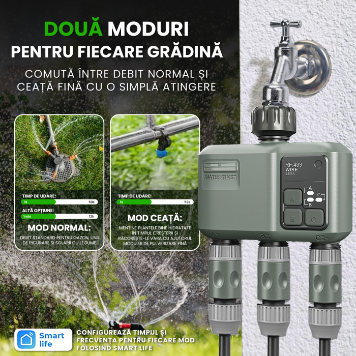 Programator pentru irigare Nivazo® WaterMaster HCT-638, adaptor Wifi, 3 zone, detectie ploaie [3]