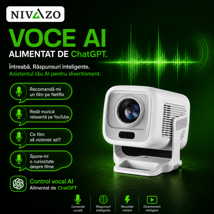 Videoproiector Smart NIVAZO X3 Full HD alb cu telecomandă [3]