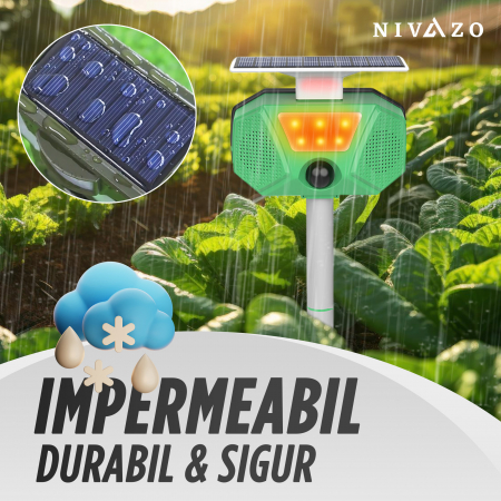 Aparat anti pisici, 4 moduri functionare, acoperire 110 grade, sunet alarma, incarcare solara [7]