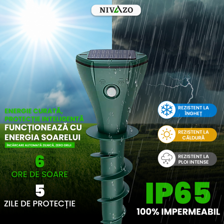 Aparate anti cartite Nivazo® AR08M, 3 moduri, acoperire 360°, raza actiune pana la 1400㎡, baterie 200mAh, incarcare solara, vibratii, impermeabil IP65 [4]